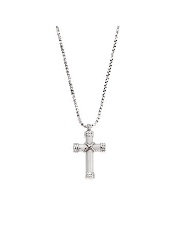 Κολιέ Senza Men's Steel, Σταυρός από Ατσάλι - SSD5575SR