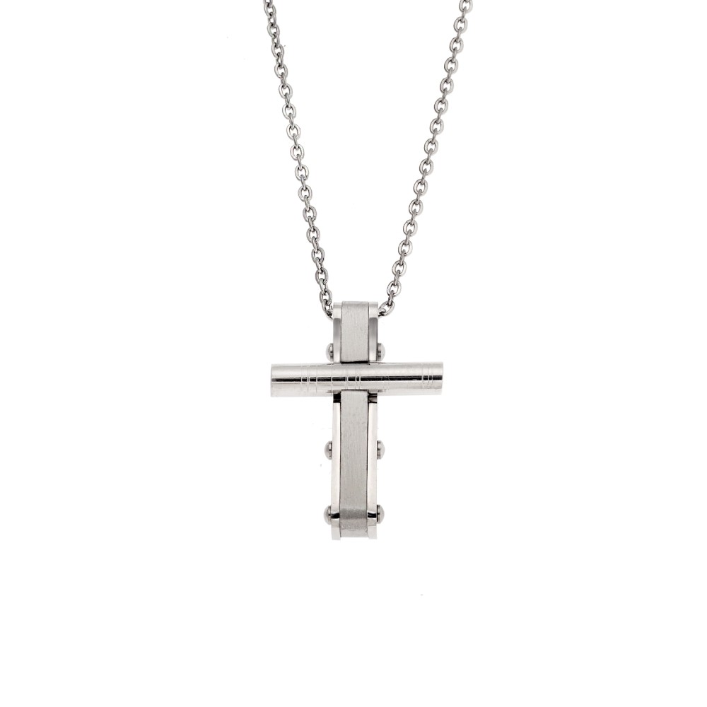 Κολιέ Senza Men's Steel, Σταυρός από Ατσάλι - SSD5578SR