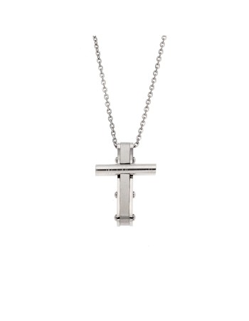 Κολιέ Senza Men's Steel, Σταυρός από Ατσάλι - SSD5578SR