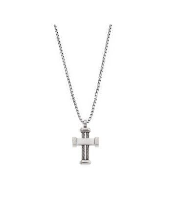 Κολιέ Senza Men's Steel, Σταυρός από Ατσάλι - SSD5585SR