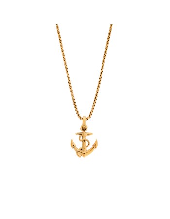 Κολιέ Senza Men's Steel, Άγκυρα από επιχρυσωμένο Ατσάλι - SSD5590GD