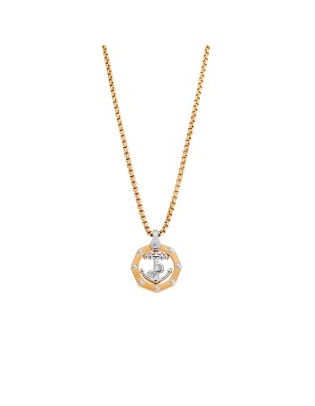 Κολιέ Senza Men's Steel, Δίχρωμη Άγκυρα από επιχρυσωμένο Ατσάλι με χρυσή καδένα - SSD5593GD