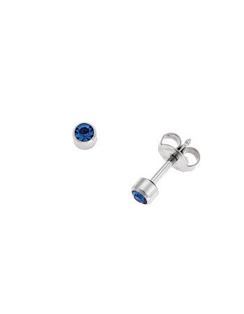 Σκουλαρίκια Senza Steel, από ανοξείδωτο ατσάλι με μπλε πέτρα - SSD5600-1SBL