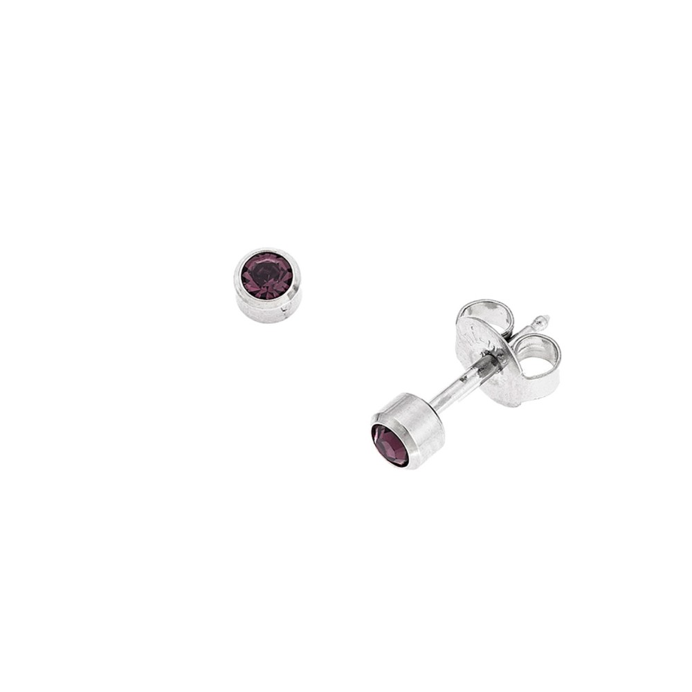 Σκουλαρίκια Senza Steel, από ανοξείδωτο ατσάλι με μωβ πέτρα - SSD5600-1SPE