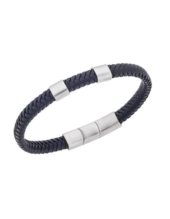 Βραχιόλι Senza Men's Steel Black Leather Strap - SSD5606SBK