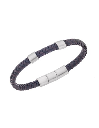 Βραχιόλι Senza Men's Steel Black & Brown Leather Strap - SSD5606SBNBK