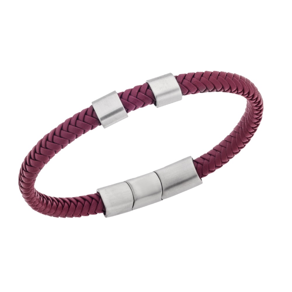 Βραχιόλι Senza Men's Steel Red Leather Strap - SSD5606SRD