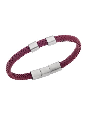 Βραχιόλι Senza Men's Steel Red Leather Strap - SSD5606SRD