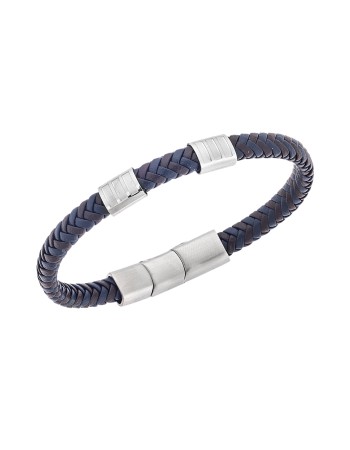 Βραχιόλι Senza Men's Steel Blue & Brown Leather Strap - SSD5608SBNBL