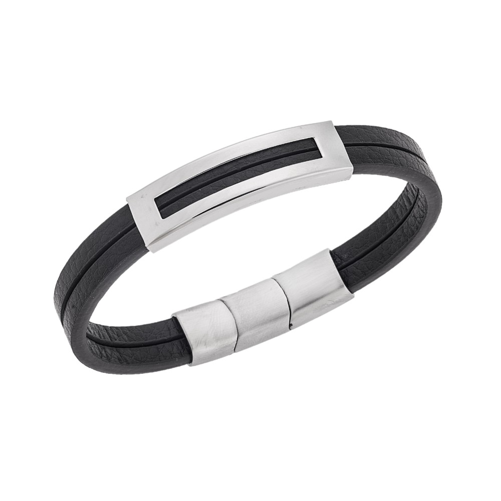 Βραχιόλι Senza Men's Steel Brown Leather Strap - SSD5610SBN