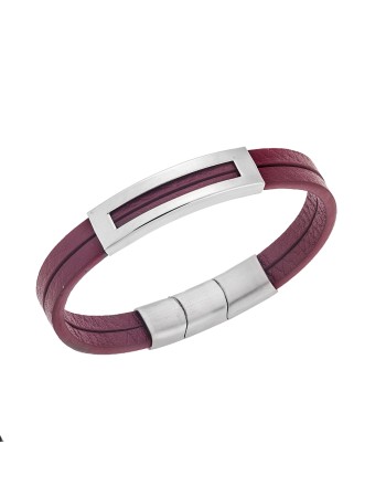 Βραχιόλι Senza Men's Steel Red Leather Strap - SSD5610SRD