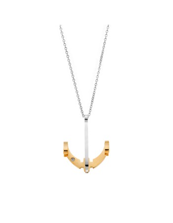 Μοτίφ Senza Men's Steel, Δίχρωμη Άγκυρα με λευκή πέτρα από ατσάλι - SSD5616SGD