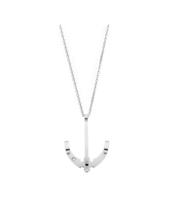 Μοτίφ Senza Men's Steel, Άγκυρα με λευκή πέτρα από ατσάλι - SSD5616SR