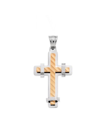 Μοτίφ Senza Men's Steel, Δίχρωμος Σταυρός από ατσάλι - SSD5620SGD