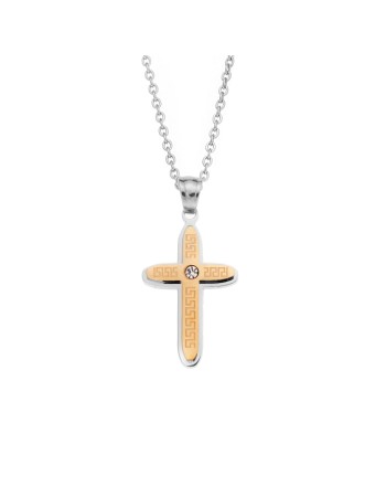 Μοτίφ Senza Men's Steel, Δίχρωμος Σταυρός από ατσάλι - SSD5621SGD