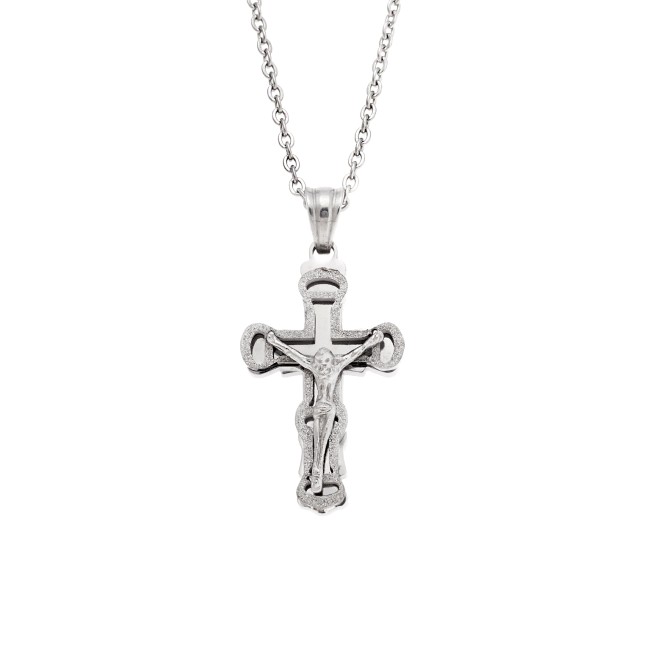 Μοτίφ Senza Men's Steel, Σταυρός με τον Εσταυρωμένο, από ατσάλι - SSD5622SR