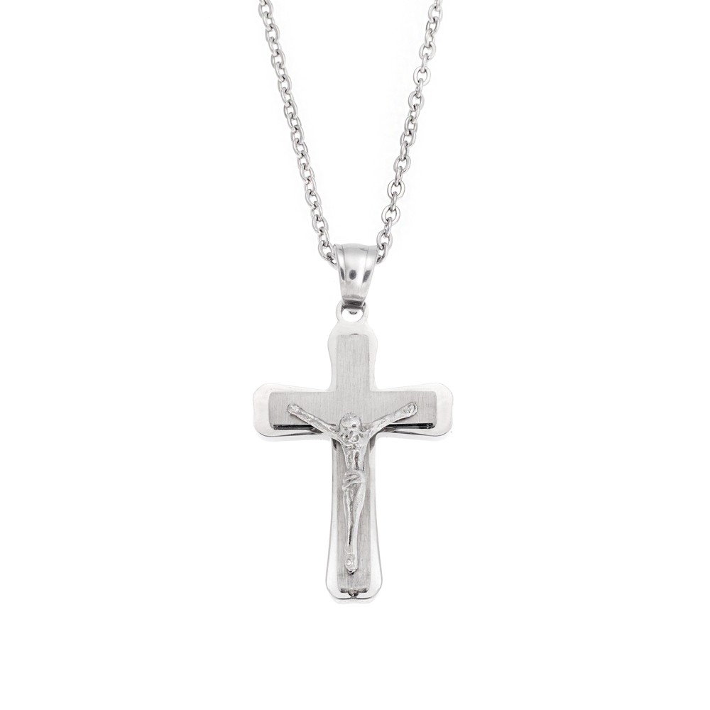 Μοτίφ Senza Men's Steel, Σταυρός με τον Εσταυρωμένο, από ατσάλι - SSD5624SR