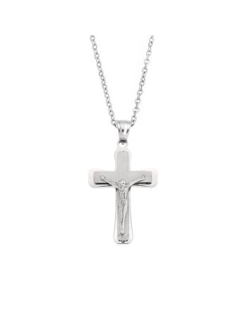 Μοτίφ Senza Men's Steel, Σταυρός με τον Εσταυρωμένο, από ατσάλι - SSD5624SR