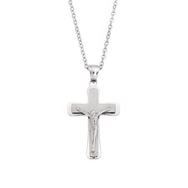 Μοτίφ Senza Men's Steel, Σταυρός με τον Εσταυρωμένο, από ατσάλι - SSD5624SR