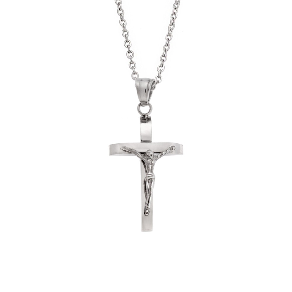 Μοτίφ Senza Men's Steel, Σταυρός με τον Εσταυρωμένο, από ατσάλι - SSD5625SR