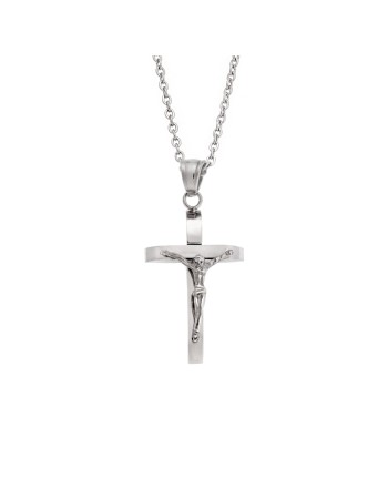 Μοτίφ Senza Men's Steel, Σταυρός με τον Εσταυρωμένο, από ατσάλι - SSD5625SR