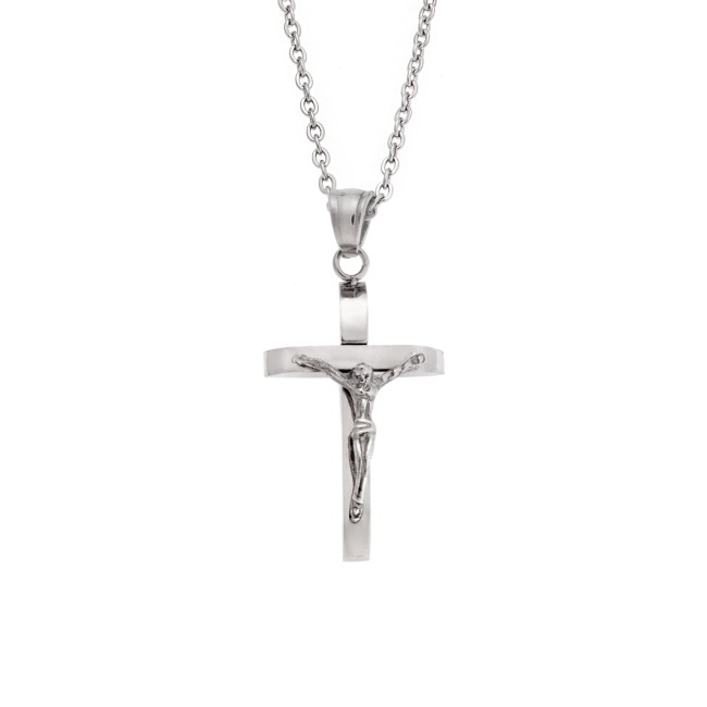 Μοτίφ Senza Men's Steel, Σταυρός με τον Εσταυρωμένο, από ατσάλι - SSD5625SR