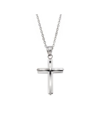 Μοτίφ Senza Men's Steel, Σταυρός με κυματιστό σχέδιο από ατσάλι - SSD5627SR