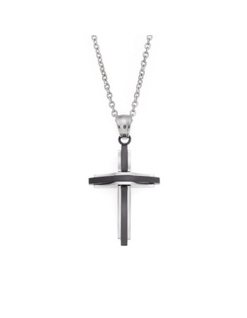 Μοτίφ Senza Men's Steel, Δίχρωμος Σταυρός από ατσάλι - SSD5629SBK