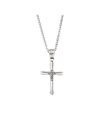 Μοτίφ Senza Steel, Σταυρός από ατσάλι με πέτρες - SSD5630SR