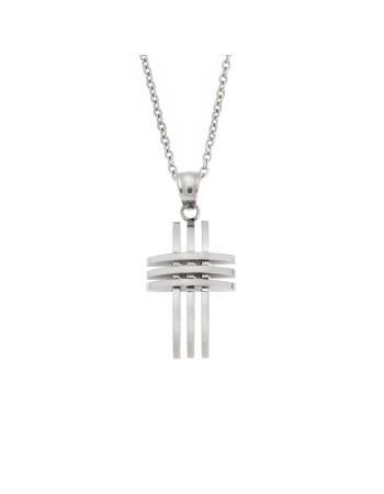 Μοτίφ Senza Men's Steel, Σταυρός με διάτρητες γραμμές από ατσάλι - SSD5632SR