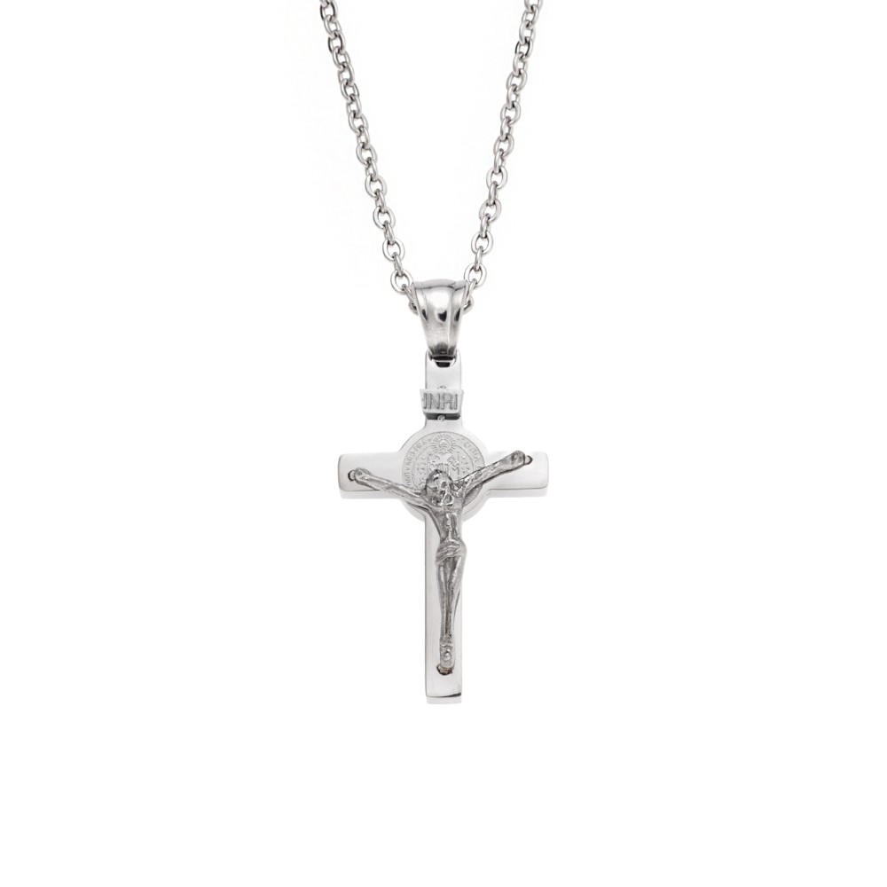 Μοτίφ Senza Men's Steel, Σταυρός με τον Εσταυρωμένο από ατσάλι - SSD5634SR