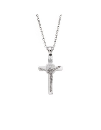 Μοτίφ Senza Men's Steel, Σταυρός με τον Εσταυρωμένο από ατσάλι - SSD5634SR