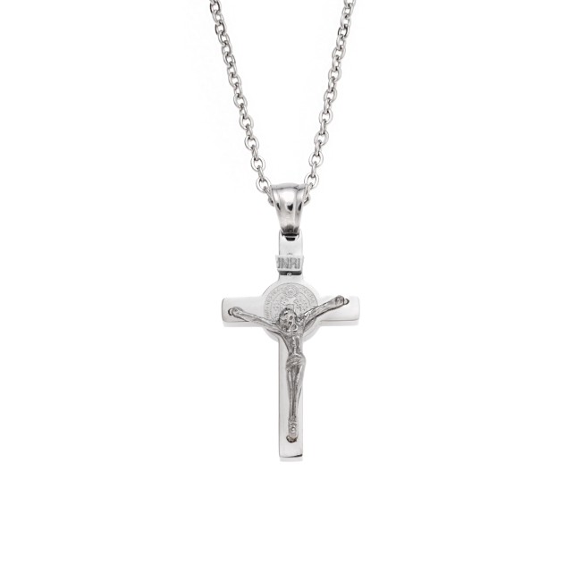 Μοτίφ Senza Men's Steel, Σταυρός με τον Εσταυρωμένο από ατσάλι - SSD5634SR