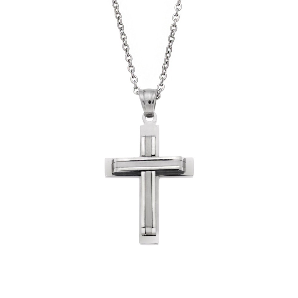 Μοτίφ Senza Men's Steel, Σταυρός από ατσάλι - SSD5635SR