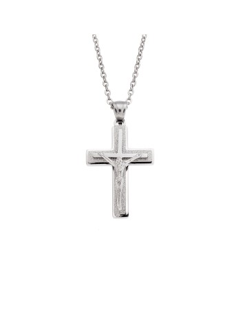 Μοτίφ Senza Men's Steel, Σταυρός με τον Εσταυρωμένο από ατσάλι - SSD5638SR