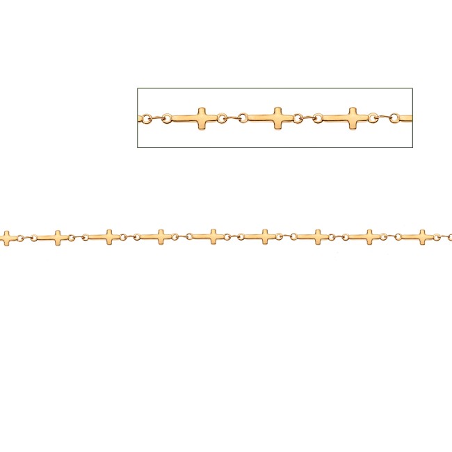 Καδένα Senza Stainless Steel Goldplated, με Σταυρούς - SSD5652GD