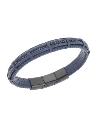 Βραχιόλι Senza Men's Steel Blue Leather Strap - SSD5668BL