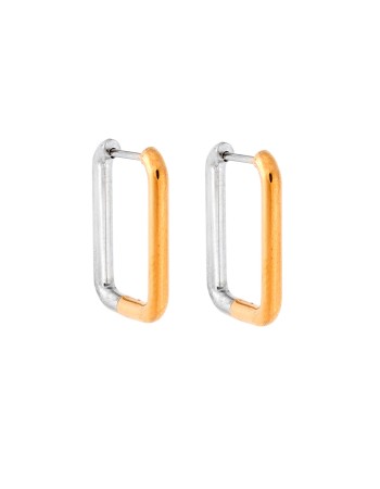 Σκουλαρίκια Γυναικεία SENZA, Παραλληλόγραμμοι δίχρωμοι κρίκοι από Ατσάλι - SSD5690SGD