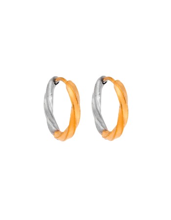 Σκουλαρίκια Γυναικεία SENZA, δίχρωμοι στριφογυριστοί κρίκοι από Ατσάλι - SSD5694SGD