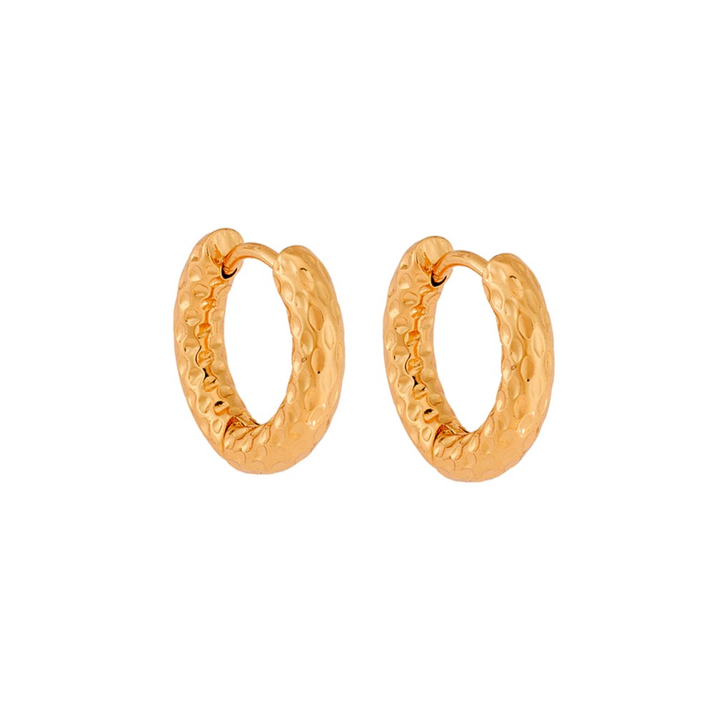 Σκουλαρίκια Γυναικεία SENZA, σφυρήλατοι κρίκοι από επιχρυσωμένο Ατσάλι - SSD5697GD