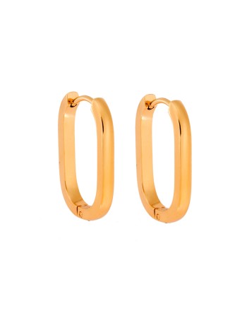 Σκουλαρίκια Γυναικεία SENZA, κρίκοι οβάλ παραλληλόγραμμο από επιχρυσωμένο Ατσάλι - SSD5706GD
