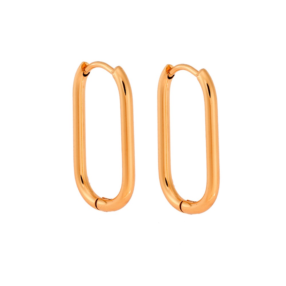 Σκουλαρίκια Γυναικεία SENZA, κρίκοι οβάλ παραλληλόγραμμο από επιχρυσωμένο Ατσάλι - SSD5707GD