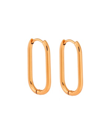 Σκουλαρίκια Γυναικεία SENZA, κρίκοι οβάλ παραλληλόγραμμο από επιχρυσωμένο Ατσάλι - SSD5707GD