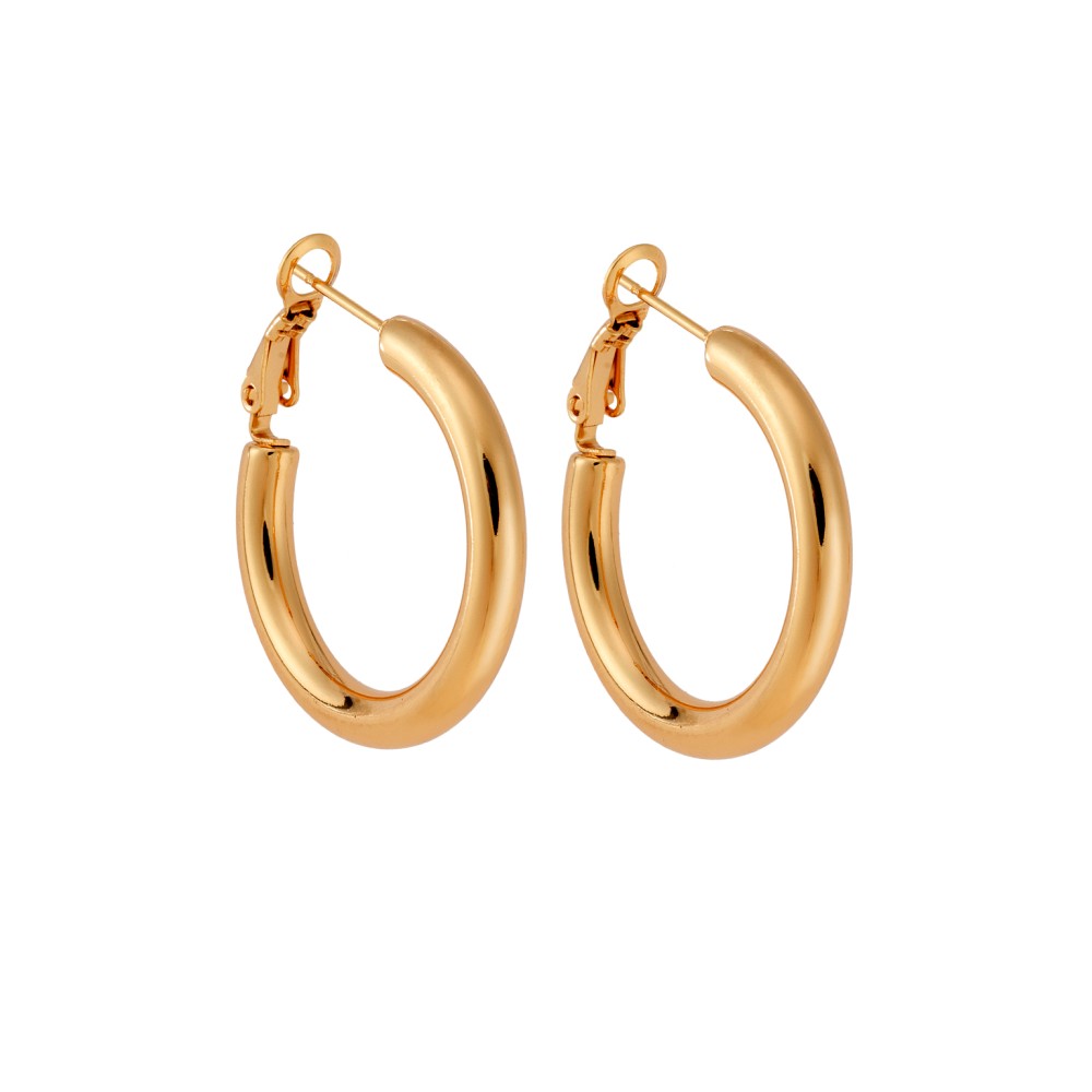 Σκουλαρίκια Γυναικεία SENZA, κρίκοι από επιχρυσωμένο Ατσάλι, 3 cm - SSD5708-1GD