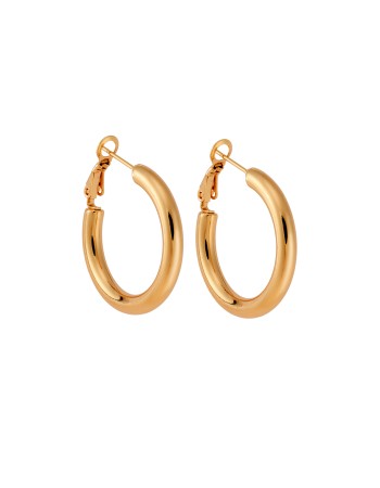 Σκουλαρίκια Γυναικεία SENZA, κρίκοι από επιχρυσωμένο Ατσάλι, 3 cm - SSD5708-1GD