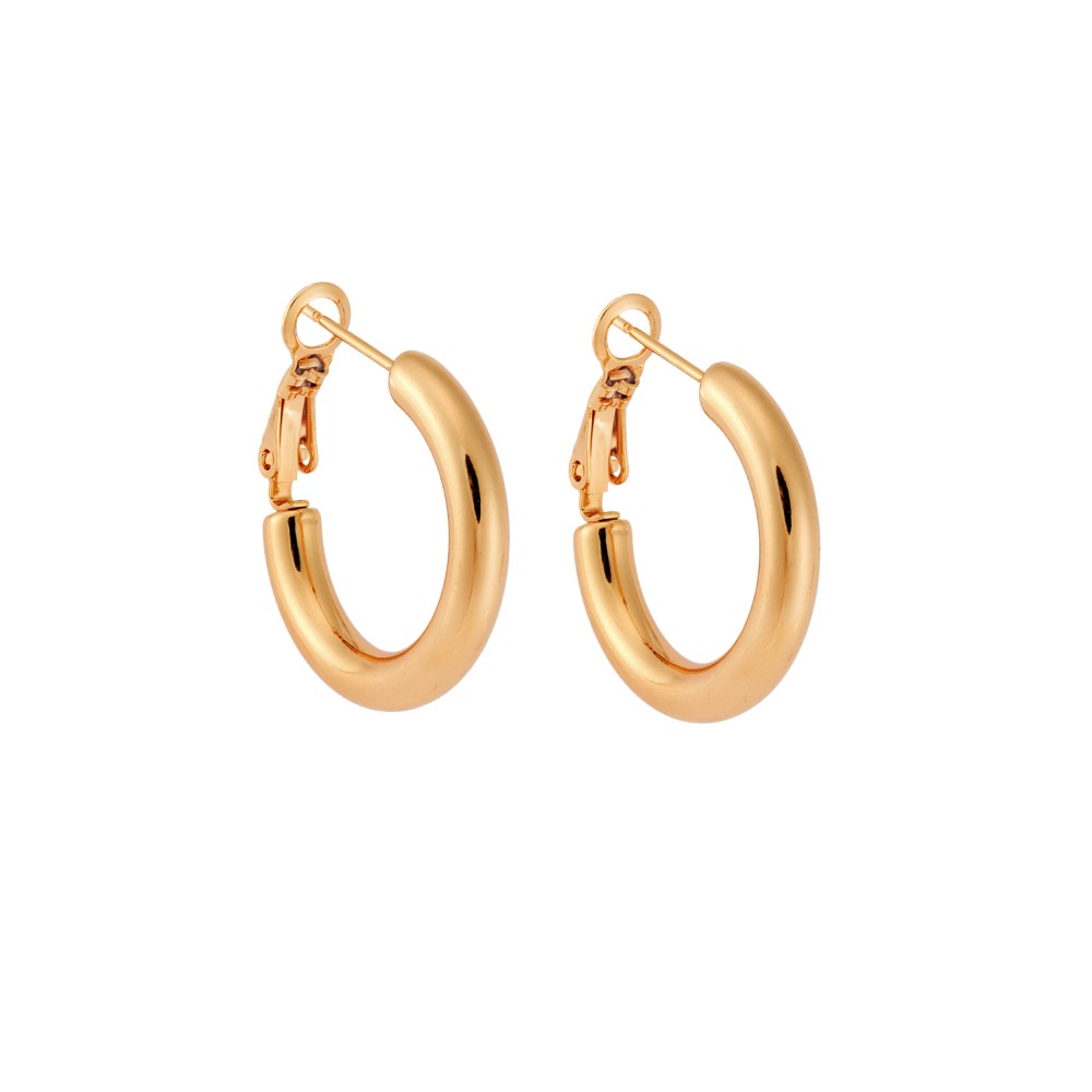 Σκουλαρίκια Γυναικεία SENZA, κρίκοι από επιχρυσωμένο Ατσάλι, 2.5 cm - SSD5708GD