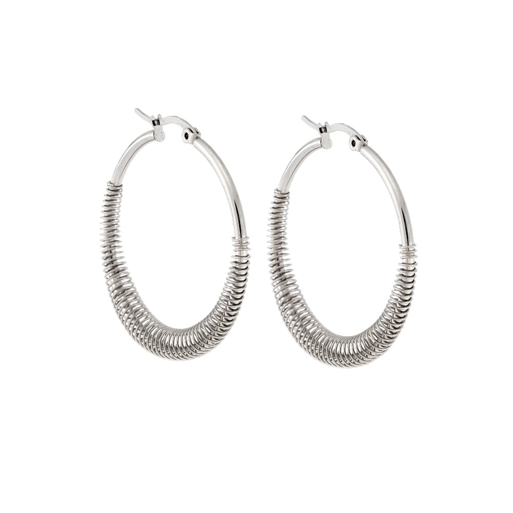 Σκουλαρίκια Γυναικεία SENZA, κρίκοι με ελατήριο από Ατσάλι - SSD5716SR