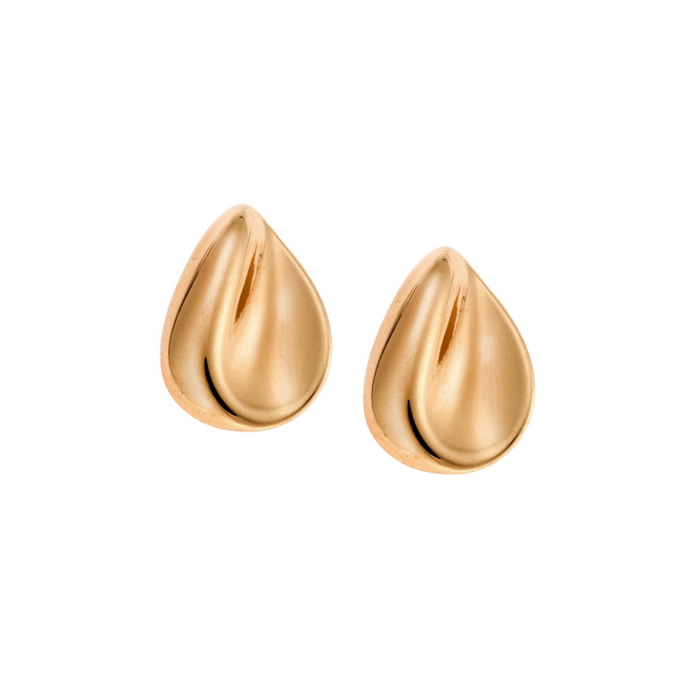 Σκουλαρίκια Γυναικεία SENZA Gold Plated Steel, σταγόνα με κυματιστό σχέδιο - SSD5725GD