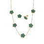 Σετ Γυναικείο Senza Gold Plated Stainless Steel, Κολιέ και σκουλαρίκια με πράσινες μαργαρίτες - SSD5741GGN