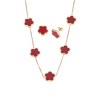 Σετ Γυναικείο Senza Gold Plated Stainless Steel, Κολιέ και σκουλαρίκια με κόκκινες μαργαρίτες - SSD5741GRD